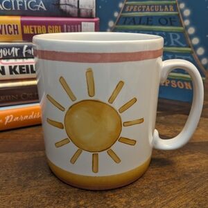 222 Fifth “Hello Sunshine” Porcelain Coffee Mug – Yellow Sun Design